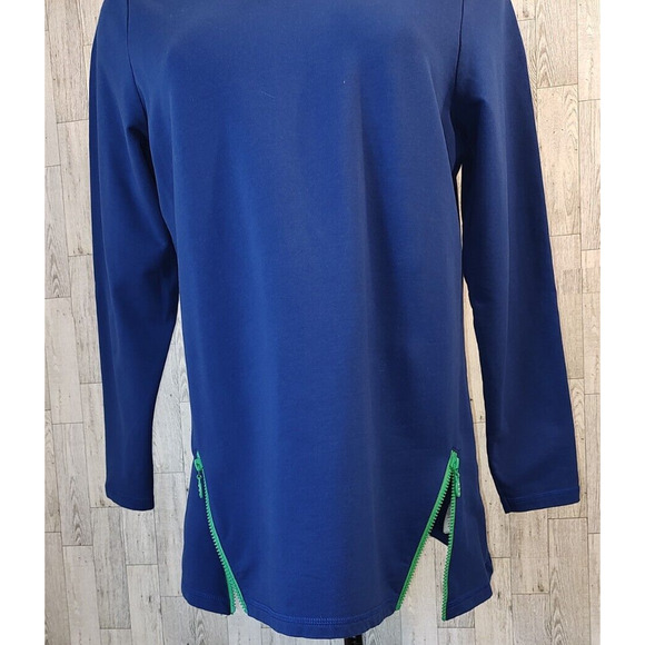 Quacker Factory Woman's Basic Blue Pullover Tunic Size M Long Sleeve 2 Zippers - Picture 6 of 9